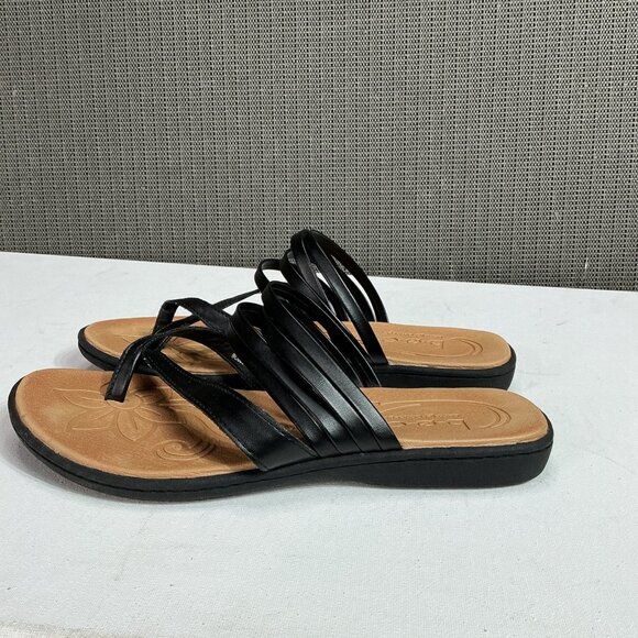 BOC Born Sandals Women Black Strappy Slip On Cushioned Foam Insole Flat Heel S8 - Picture 2 of 8